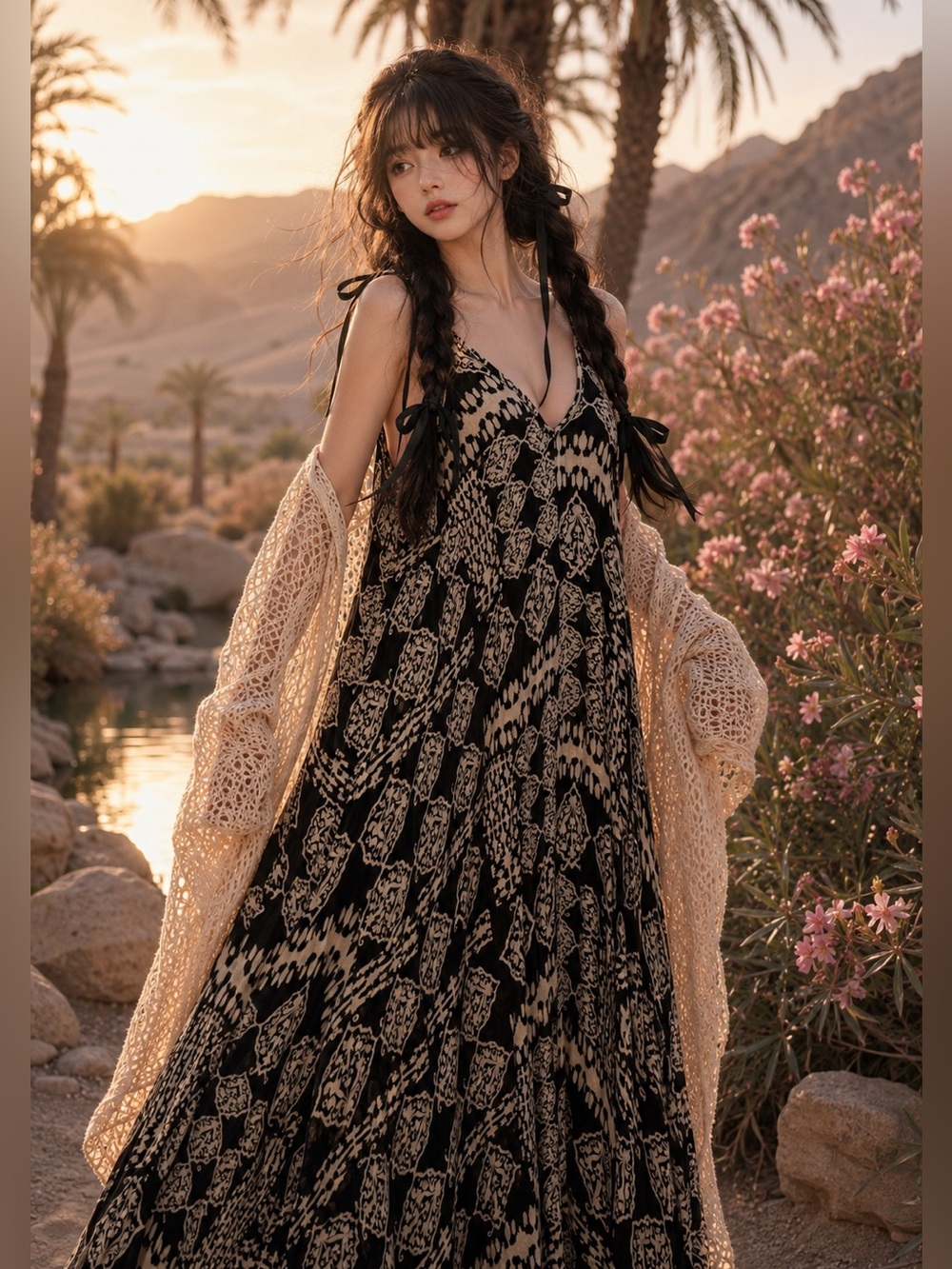 The Market Stroll Daydreamer wanderer flowing pocketed maxi dress